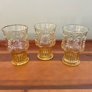 Pilgrim Glass Amber Juice Tumblers Adams Pattern Set of 3